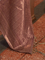 Thumbnail for Mitera Off White & Gold-Toned Floral Zari Organza Banarasi Saree - Distacart