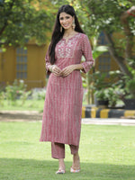 Thumbnail for Juniper Onion Pink Muslin Festive Printed Straight Skd For Women - Distacart
