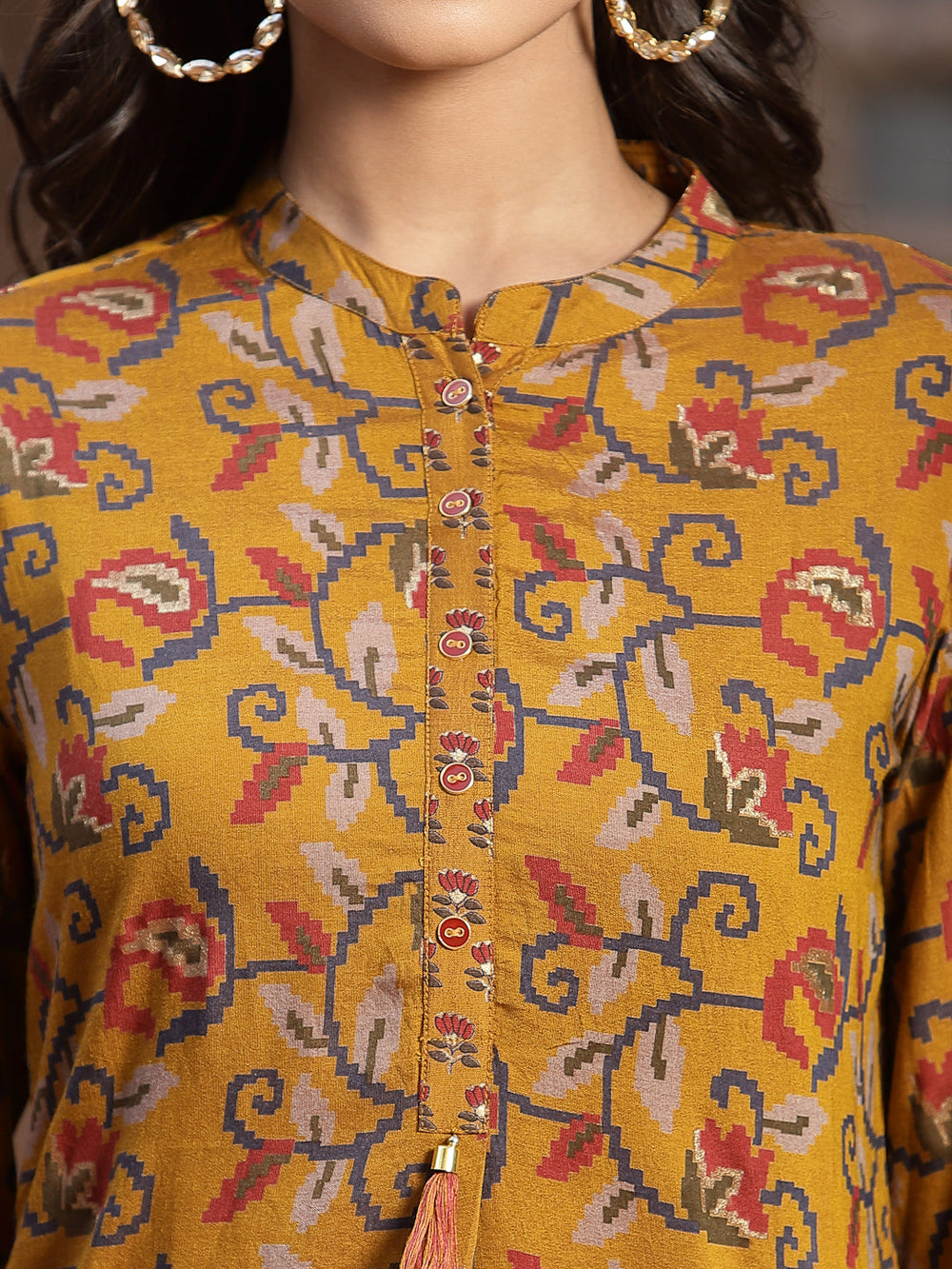 Juniper Women's Mustard Muslin Printed Straight Kurta - Distacart