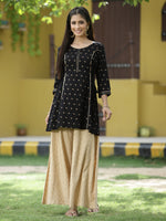 Thumbnail for Juniper Black Rayon Festive Printed A-Line Tunic For Women - Distacart