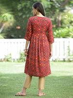 Thumbnail for Juniper Red Rayon Festive Printed Flared Kurta For Women - Distacart