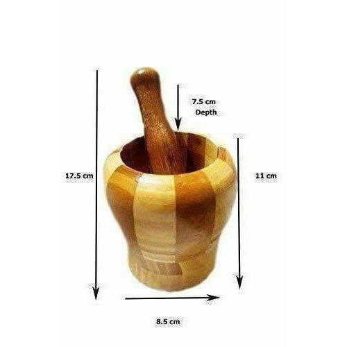 Wooden Motar Pestle Set (Brown) - Distacart