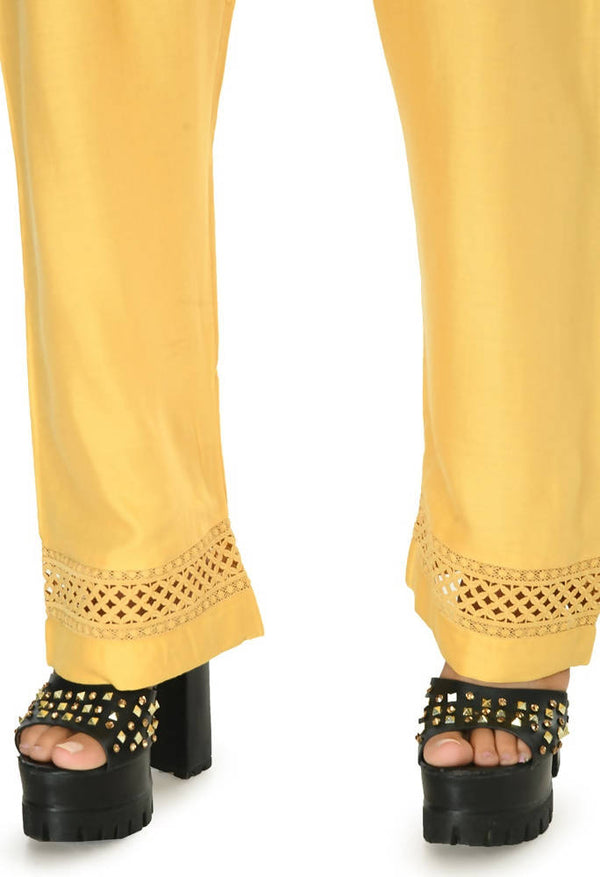 Mominos Fashion Moeza Reyon Cotton Golden Color Straight Work Palazzo