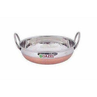 Thumbnail for Heavy Gauge Stainless Steel Kadhai Cookware with Copper Bottom and Silver - Distacart