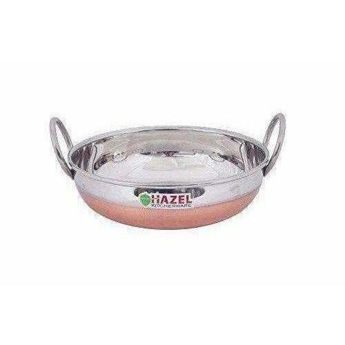 Heavy Gauge Stainless Steel Kadhai Cookware with Copper Bottom and Silver - Distacart
