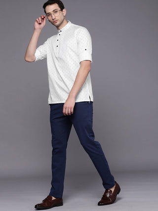 Manyavar Men White Geometric Kurta - Distacart