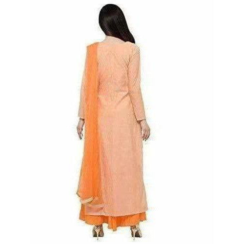 Chanderi Silk Unstitched Peach Color Dress Material - Distacart