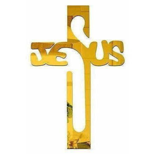 Gold Color - Jesus 3D Acrylic Mirror Wall Sticker - Distacart