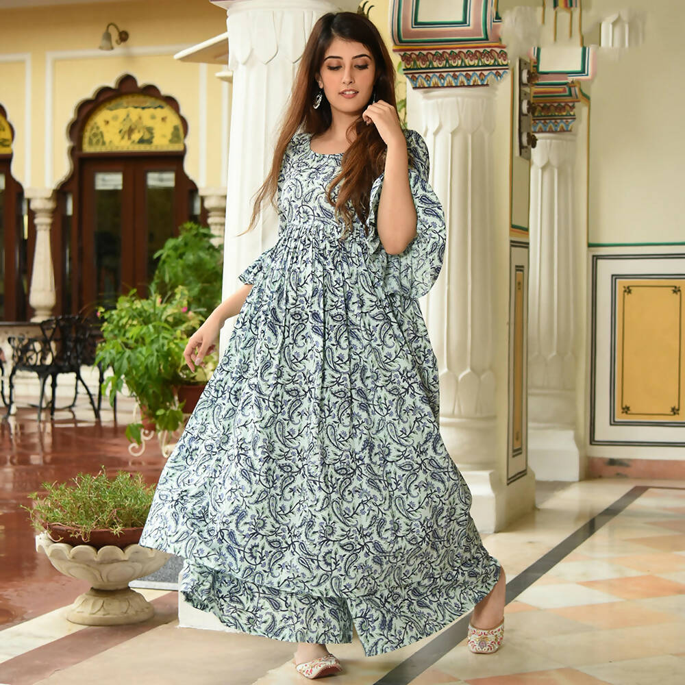 PartyWear Designer Mint Cream Pure Maslin Palazzo Suit - Anbazaar - Distacart