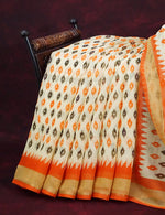 Thumbnail for Combo of Off White and Orange Patan Patola Semi Chanderi Saree By Gayathri Reddy Designer Studio - Distacart