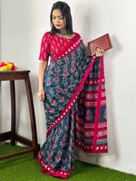Thumbnail for Kalini Ethnic Motifs Printed Pure Cotton Bagh Saree - Distacart