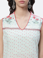 Thumbnail for Biba Women Green Floral Printed Thread Work Kurta - Distacart