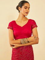Thumbnail for Soch Floral Embroidered Zari Pure Chiffon Saree - Distacart