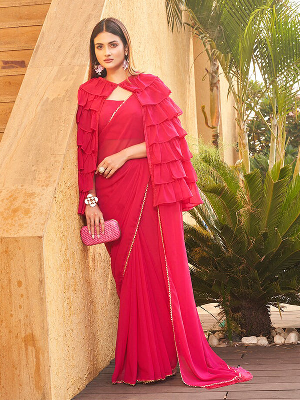 Tikhi Imli Gotta Patti Saree With Ruffled cape - Distacart