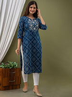 Thumbnail for Kalini Bandhani Printed Thread Work Pure Cotton Kurta - Distacart