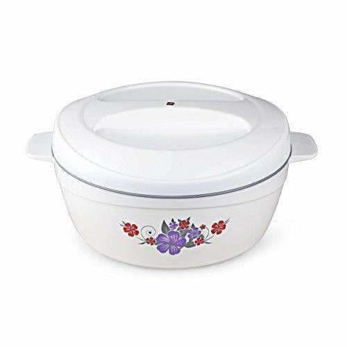 Roti Plus Plastic Casserole with Lid - White &amp; Grey Color Combination - Distacart