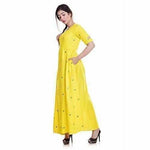 Thumbnail for Yellow Color -  Long Embroidered Kurti - Distacart