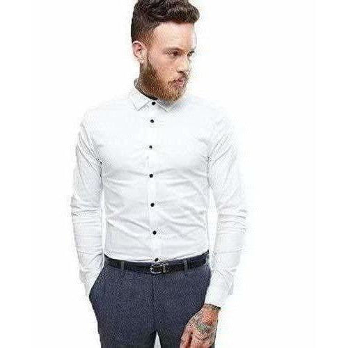 Men's Contrast Button Slim Fit Formal Shirt - Distacart