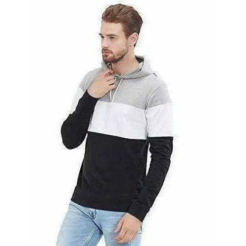 Men's Stylish Full Sleeve Grey, White, Black Hooded T-Shirt - Distacart