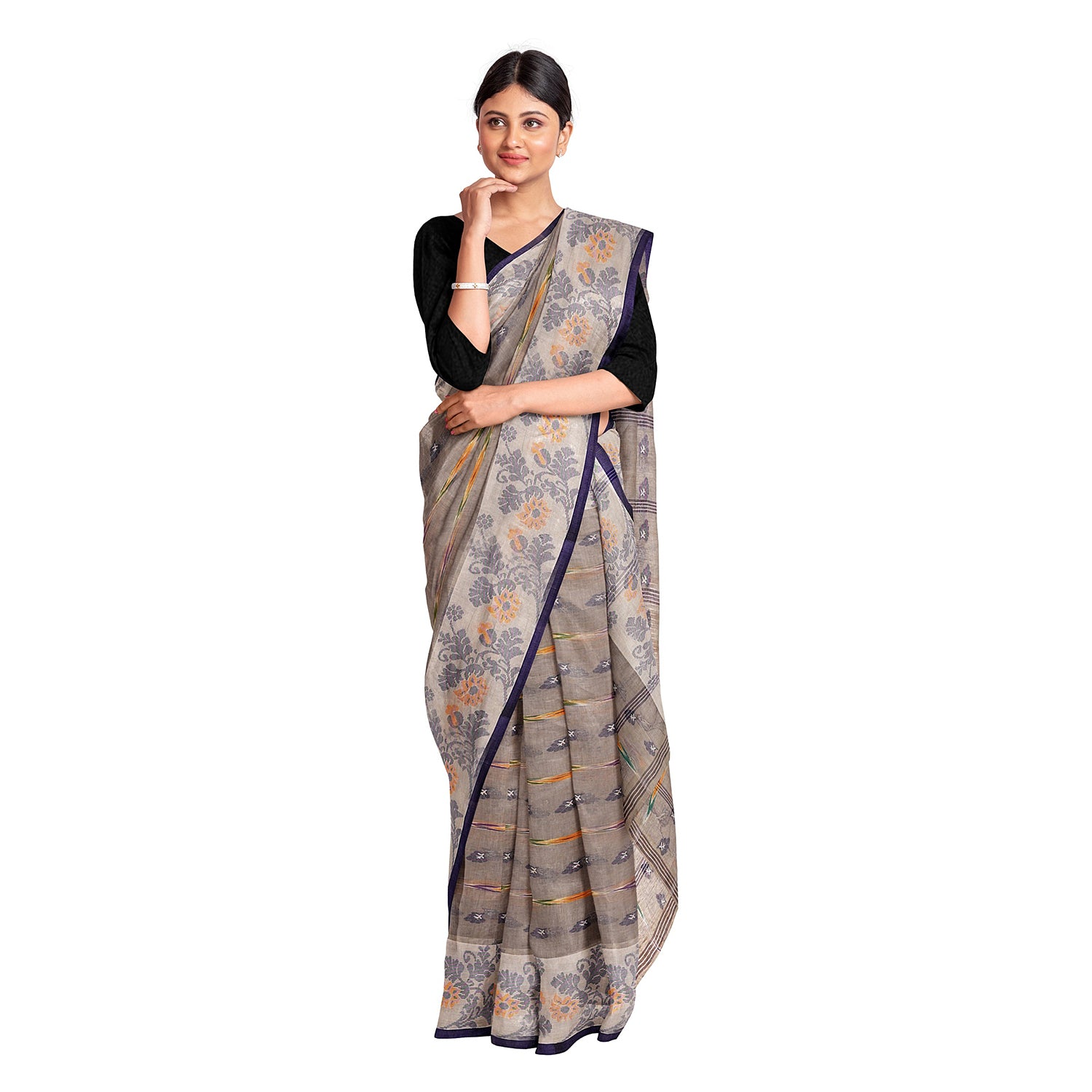 Exclusive Collection 100% Pure Cotton Rose Mauve Tant Saree With Hand Weaving Work - Distacart