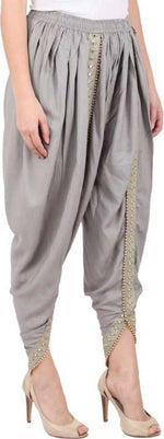 Thumbnail for PAVONINE Grey Color Embellished Beetel Rayon Fabric Patiala For Women & Girls - Distacart