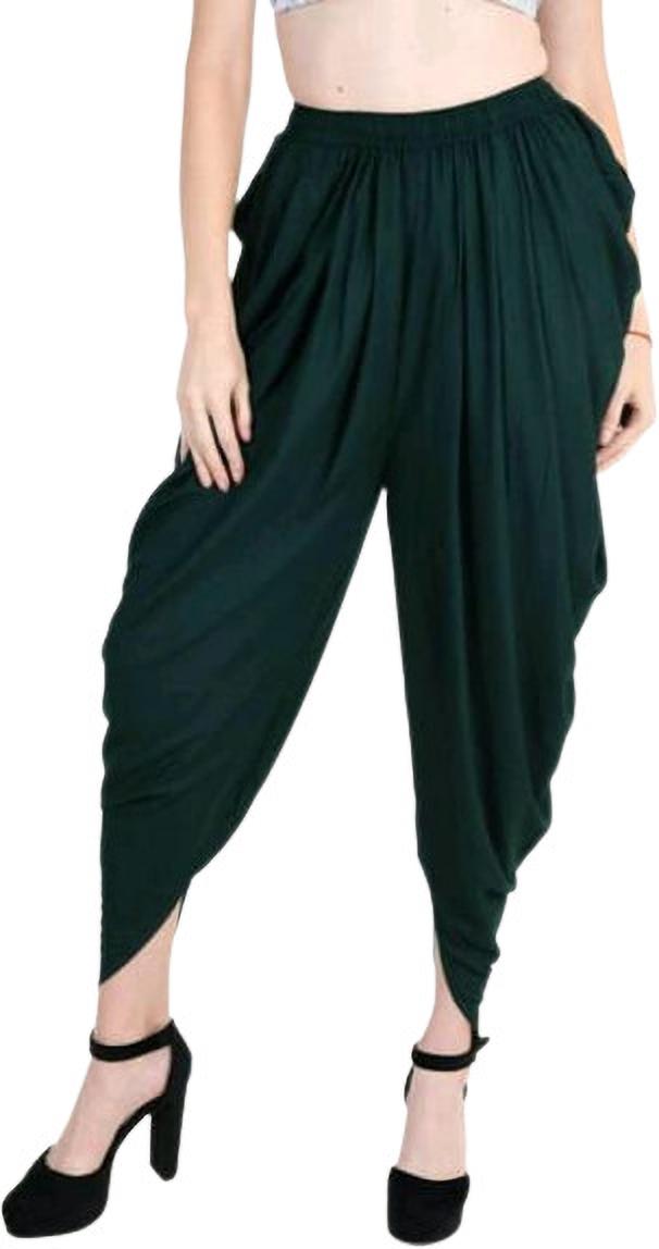 PAVONINE Bottle Green Color Solid Beetel Rayon Fabric Patiala For Women & Girls - Distacart