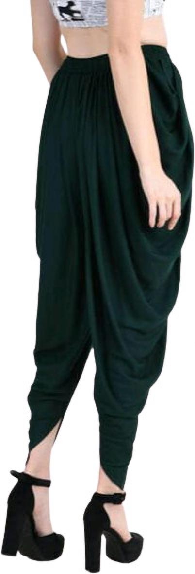 PAVONINE Bottle Green Color Solid Beetel Rayon Fabric Patiala For Women & Girls - Distacart