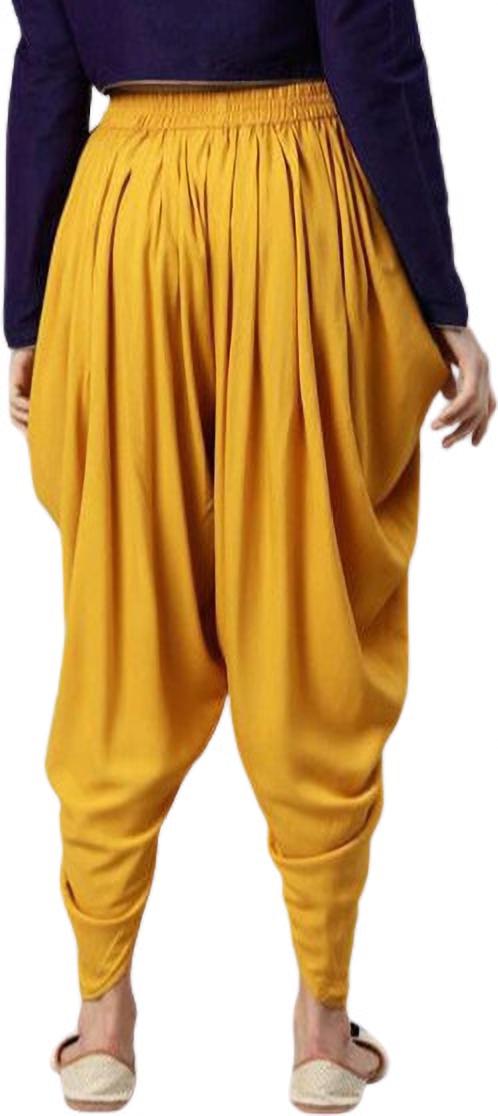 PAVONINE Mustard Color Solid Beetel Rayon Fabric Patiala For Women & Girls - Distacart
