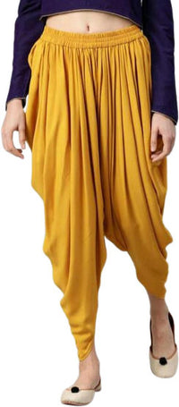Thumbnail for PAVONINE Mustard Color Solid Beetel Rayon Fabric Patiala For Women & Girls - Distacart