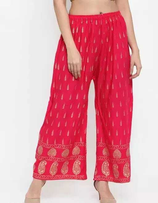 PAVONINE Rani Color Rayon Fabric Bhutta Print Palazzo For Women - Distacart