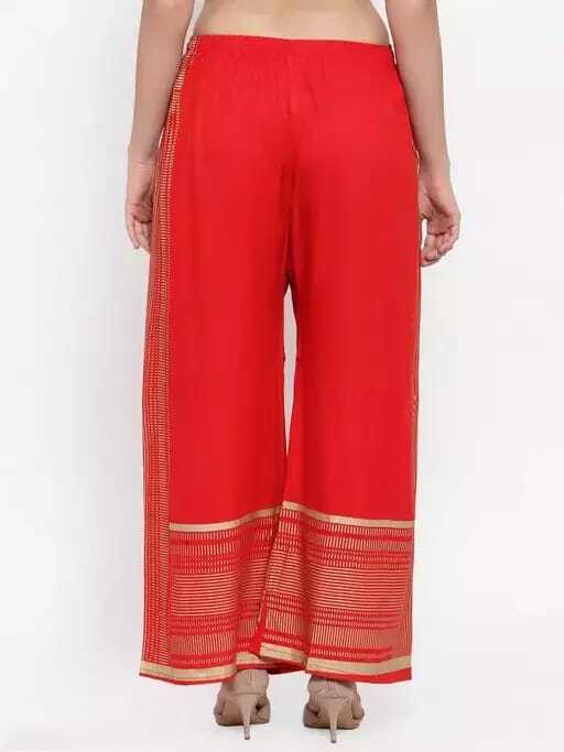 PAVONINE Red Color Rayon Fabric Side Print Palazzo For Women - Distacart