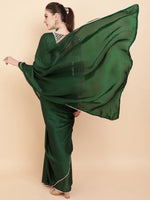 Thumbnail for Sangria Green Sequinned Satin Saree - Distacart