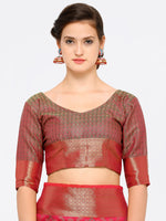 Thumbnail for Saree Mall Pink Silk Blend Printed Kanjeevaram Saree - Distacart