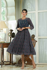 Thumbnail for Juniper Indigo Georgette Festive Printed Anarkali Flared Anarkali Kurta For Women - Distacart