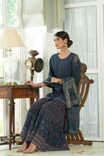 Thumbnail for Juniper Teal Georgette Festive Floral Print Straight Tunic-Sharara Dupatta For Women - Distacart