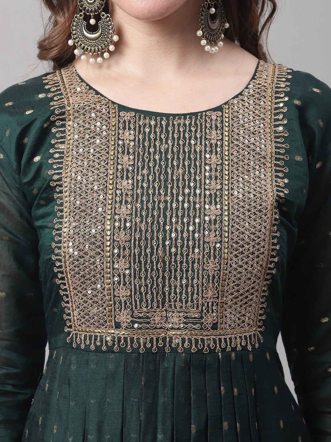 Kalini Ethnic Motifs Yoke Design Thread Work A-Line Kurta with Trousers & With Dupatta - Distacart