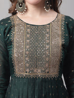 Thumbnail for Kalini Ethnic Motifs Yoke Design Thread Work A-Line Kurta with Trousers & With Dupatta - Distacart