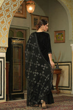 Thumbnail for Juniper Black Velvet Festive Solid Straight Skd For Women - Distacart