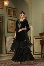 Thumbnail for Juniper Black Velvet Festive Solid Straight Skd For Women - Distacart