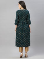 Thumbnail for Juniper Green Rayon Festive Wear Embroidered Flared Kurta - Distacart