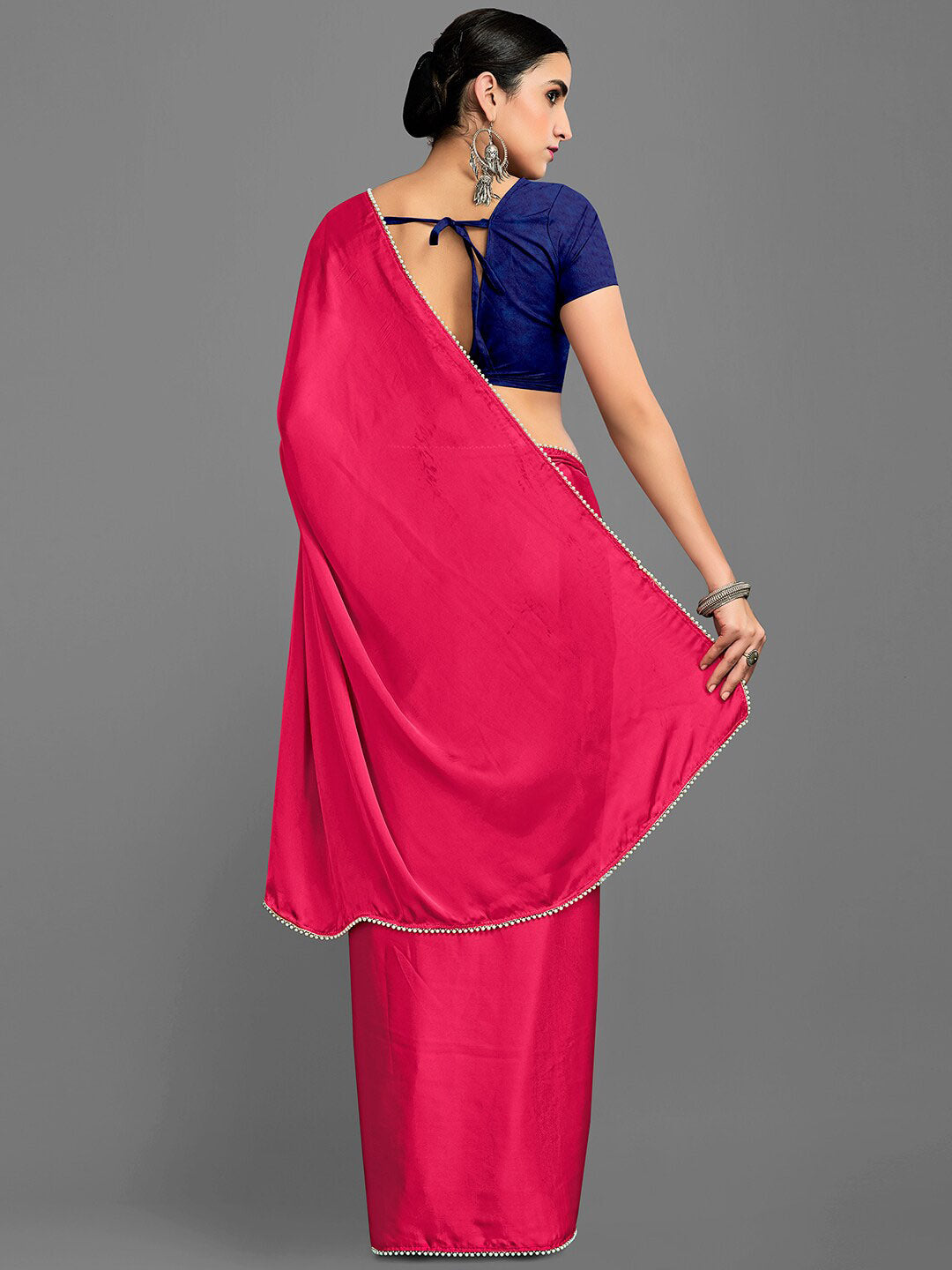 Kalini Embellished Bordered Satin Saree - Distacart