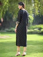 Thumbnail for Juniper Black Rayon Festive Wear Embroidered Flared Kurta - Distacart