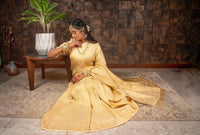 Thumbnail for Vardha Gardenia Cream Golden Zari Kanjeevaram Silk Saree