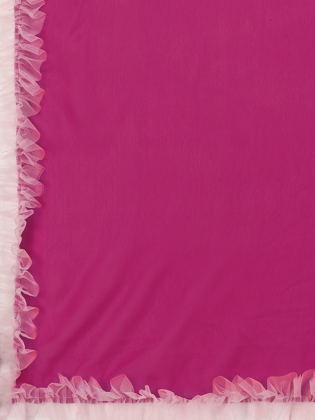 Sangria Magenta Solid Poly Georgette Ruffled Saree - Distacart
