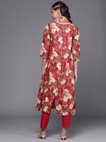 Thumbnail for Biba Women Pink & Beige Floral Printed Kurta - Distacart