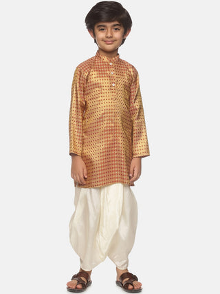 Sethukrishna Boys Gold-Toned Ethnic Motifs Kurta with Dhoti Pants - Distacart