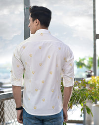 Thumbnail for NOZ2TOZ Men Spread Collar Ethnic Motifs Printed Casual Cotton Shirt - White - Distacart