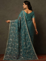 Thumbnail for Mitera Floral Embroidered Sequinned Organza Saree - Distacart