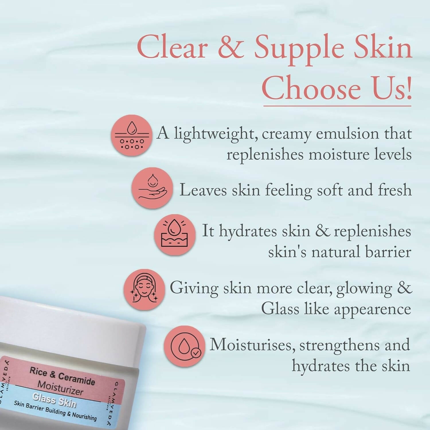 Glamveda Korean Glass Skin Rice & Ceramide Moisturizer - Distacart