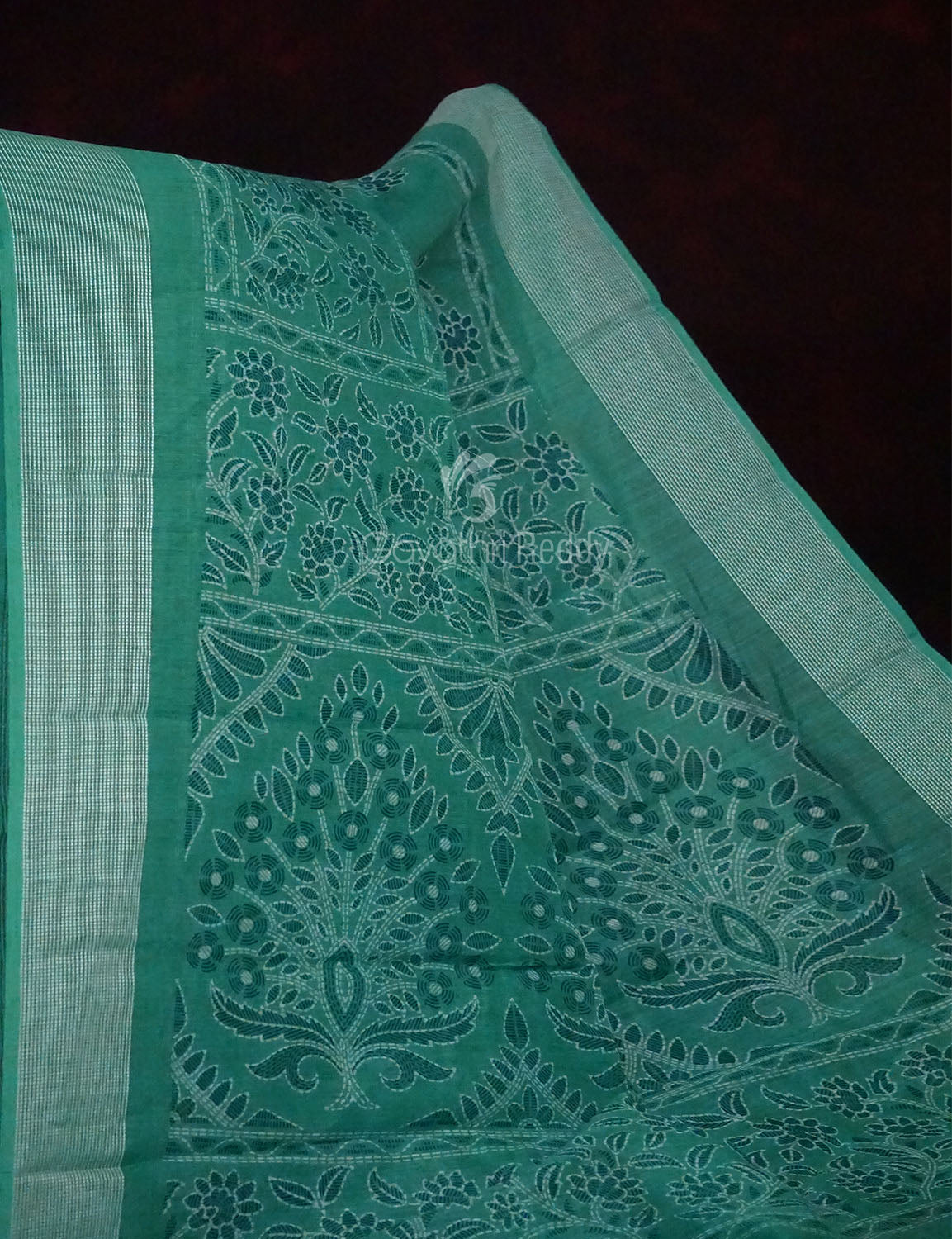 Sea Green Colour Printed Semi Chanderi Design Saree By Gayathri Reddy Designer Studio - Distacart